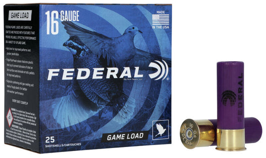 Federal H160 7.5 Game-Shok Upland - Game Shotshell 16 GA, 2-3/4 in, No. 7-1/2, 1oz, 2-1/2 Dr, 1165 fps, 25 Rnd per Box