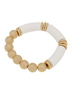 Color Coded Tube & CCB Bracelet, White/ Gold