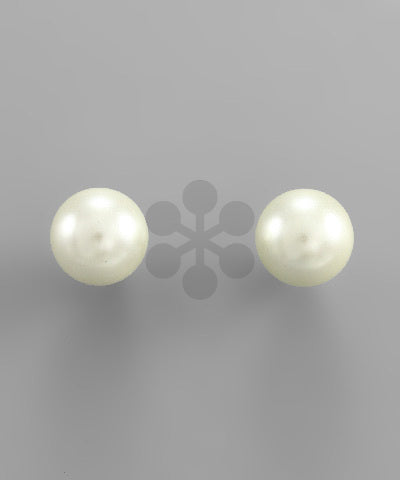10mm Pearl Post Earring, Cream Pearl/ Rhodium