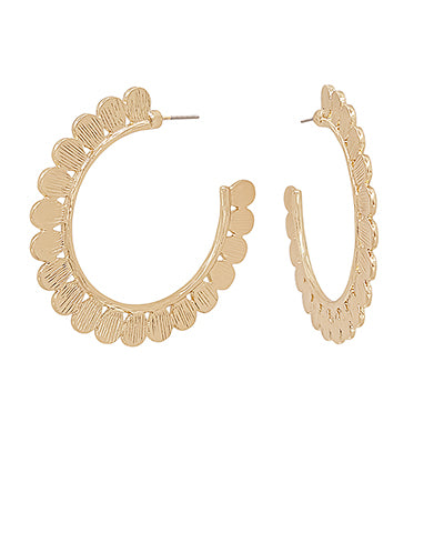 Scratched Flower Hoops, Worn Gold